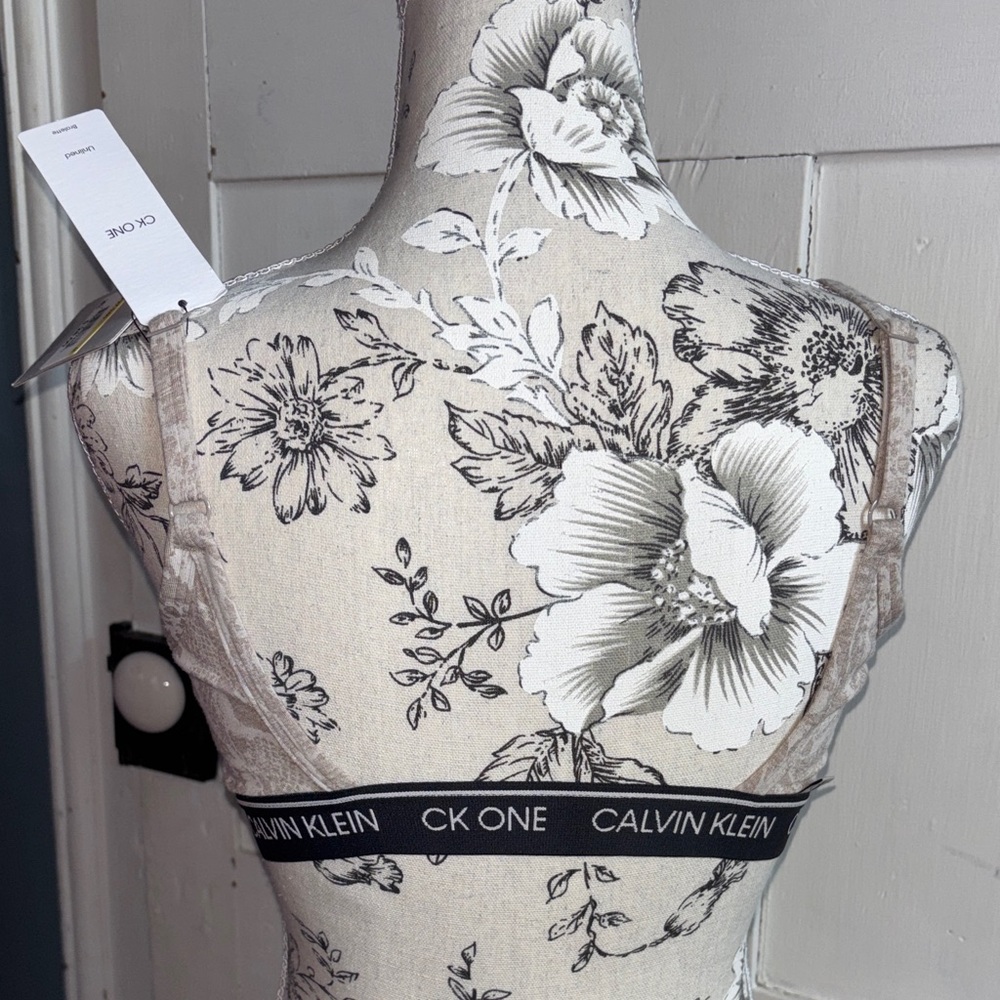 Calvin Klein Taupe Snake-Print Bralette with CK One Logo Band - Picture 3 of 6